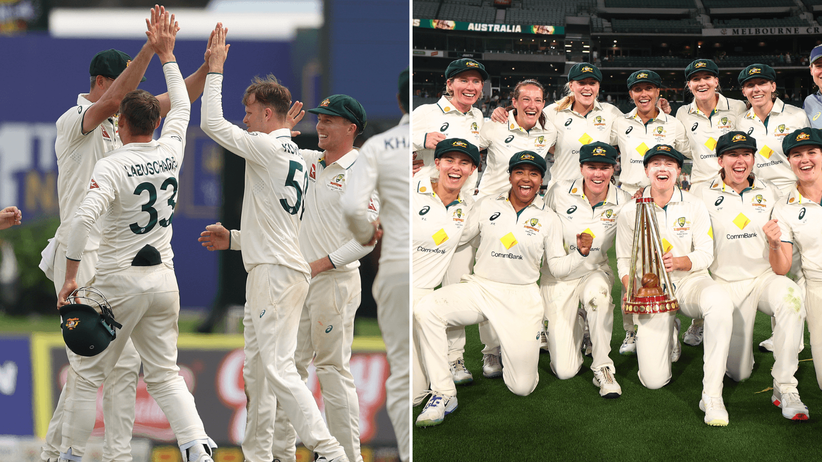Double domination: Australia’s men’s and women’s test sides wrap up both matches within minutes of each other