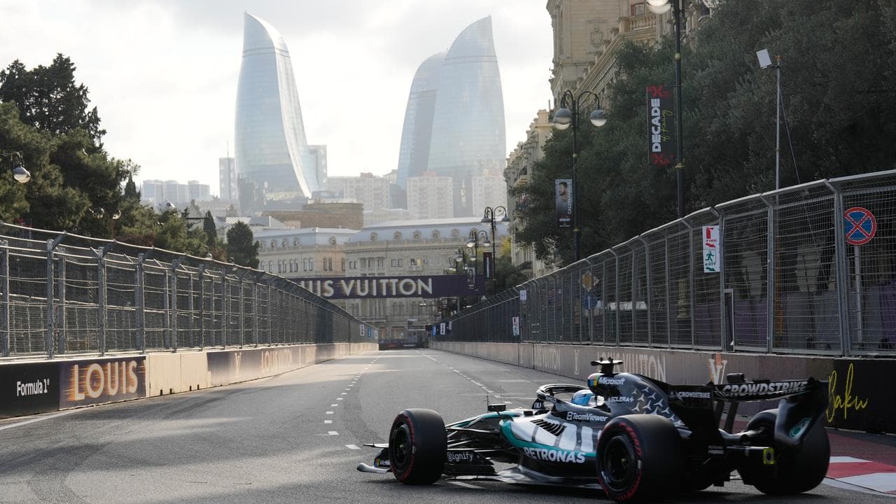 Lawson struggles as Russell takes pole at Azerbaijan Grand Prix