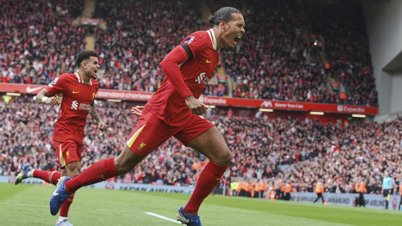 Late van Dijk goals push Liverpool ever closer to title