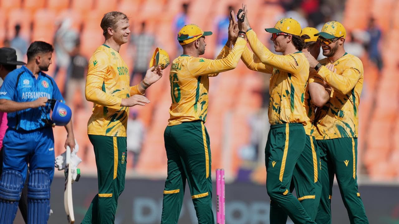 South Africa edges Afghanistan in double super-over World Cup thriller
