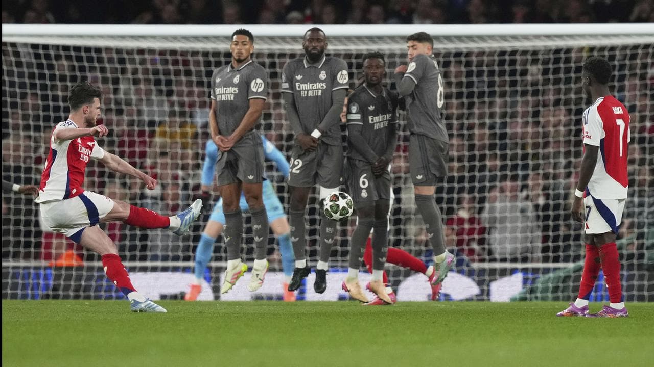 Double serving of Rice magic lifts Arsenal in Champions League quarter-final against Real Madrid