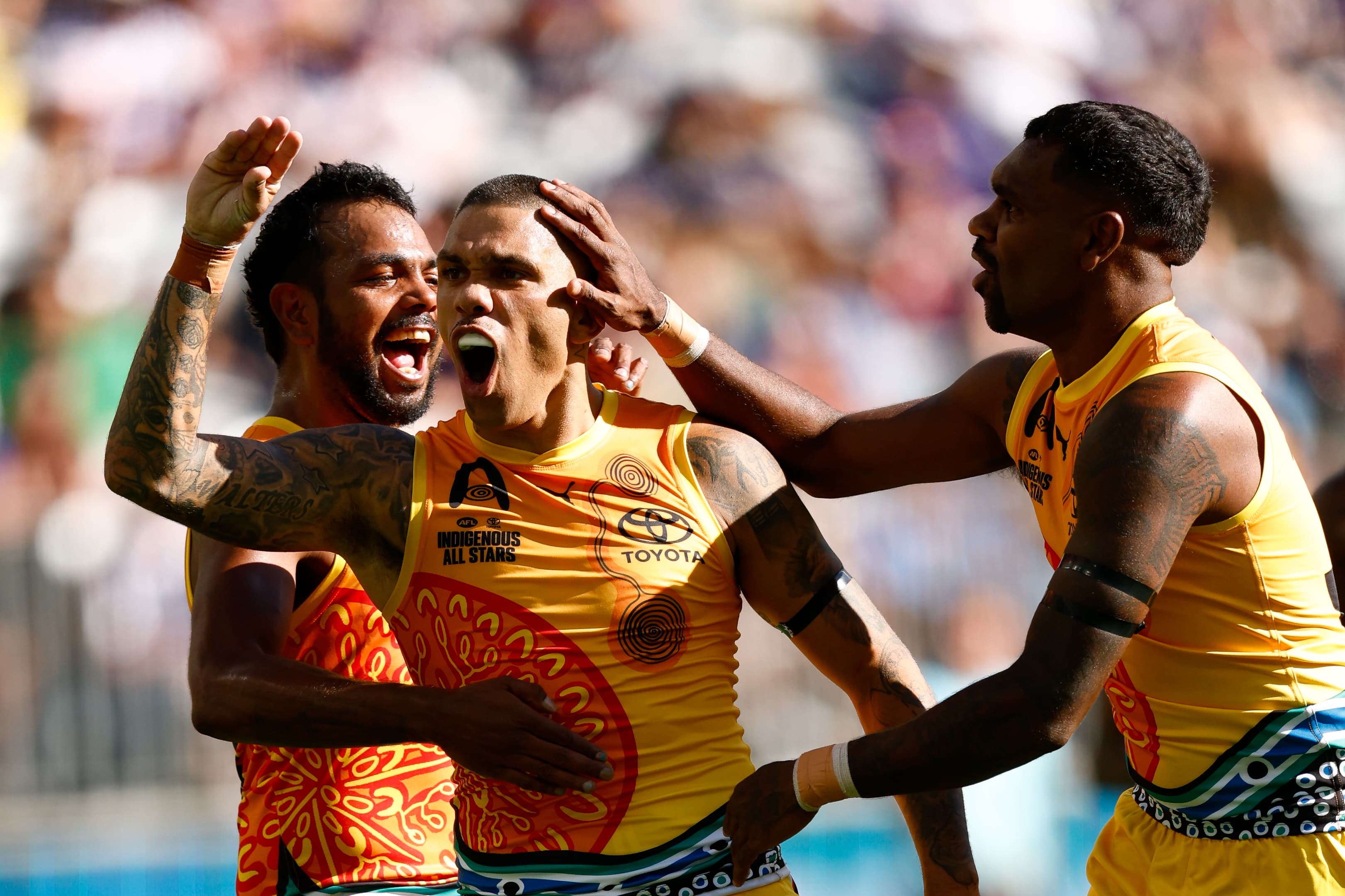 Indigenous All Stars light up Optus Stadium to record special win over Fremantle